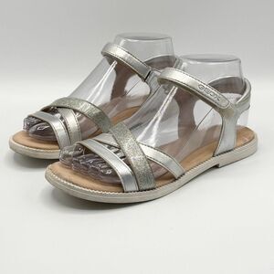 Geox Silver Karly Strappy Buckle Sandals - EU Kids 36 / US Size 4